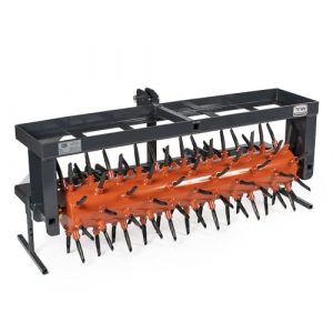 Titan Attachments 3 Point 62" Drum Plug Aerator, Fits Cat 1 and 2 Tractors, Pre-Filled Drum with Sand, 88 Replaceable Spoon Coring Plugs, Deep Soil Penetration, Built-in Kickstands