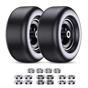 11x6.00-5" Lawn Mower Front Wheels, Zero-steering Solid Wheels for Residential and Commercial Use, Suitable for 3/4-inch and 5/8-inch Bearings, Adjusted Center Hub, 2 pack with Adapter Kit