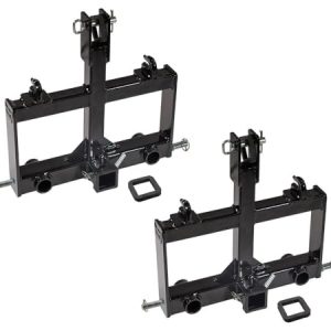 Mytee Products 2 Pack 3 Point Trailer Hitch Attachments for Tractor w/ 2" Receiver Tractor Bucket G70 3/8" Grab Hooks, and 2 Hay Spear Holes for Category 0 Tractors