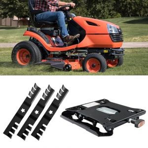 ELITEWILL Universal Seat Suspension for Zero Turn Mower and 3pcs Lawn Mower Blades Mower Parts with 48" Deck Fit for Craftsman Husqvarna Poulan Lawn Mowers