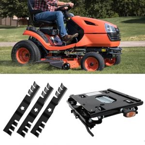 ELITEWILL Seat Suspension for Zero Turn Mower W/Seat Slider and 3pcs Lawn Mower Blades Mower Parts with 48" Deck Fit for Craftsman Husqvarna Poulan Lawn Mowers