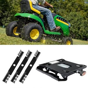 ELITEWILL Universal Seat Suspension for Zero Turn Mower and 3pcs Lawn Mower Blades Mower Parts with 48" Deck Fit for John Deere D140 Lawn Tractors