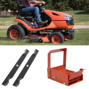 ELITEWILL Lawn Mower Wheel Power Locker Caster Tire Lock and 532138971 2pcs Lawn Mower Blades Mower Parts Fit for 42in Craftsman Husqvarna Poulan Lawn Mowers