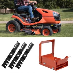 ELITEWILL Lawn Mower Wheel Power Locker Caster Tire Lock and 3pcs Lawn Mower Blades Mower Parts with 48" Deck Fit for Craftsman Husqvarna Poulan Lawn Mowers