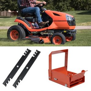 ELITEWILL Lawn Mower Wheel Power Locker Caster Tire Lock and 2pcs Lawn Mower Blades Mower Parts with 42" Deck Fit for Craftsman Husqvarna Poulan Mowers