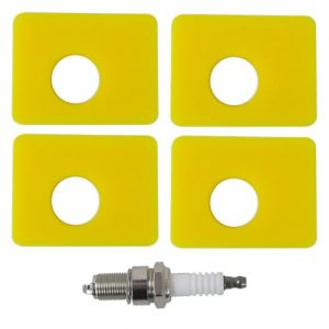 Upgrade 4-Pack 799579 Air Filter with Spark Plug for 550E-550Ex Series 09P000, 08P000 590581 08P502 08P602 09P602 09P702 BS Engines for MTD troy Bilt Lawn Mower and Blowers