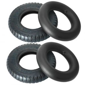 Wilfongkart 4.80/4.00-8 Tire and Inner Tube, 4.80-8 4.00-8 Wheelbarrow Replacement Parts for Hand Truck Lawn Mower Dollies Wagon Dolly Trolley Trailers Go kart, TR-13 Straight Valve Stem (Set of 2)