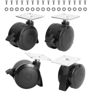 69828 69827 Locking Fixed Casters Wheels Replacement Parts for Weber Spirit 200/300 Series Grills (Model Years 2013 and newer), Grill Wheels with Mounting Plate and Screws,4 Pack