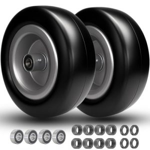 13x5.00-6 Flat Free Tire and Wheel, 13x5-6 Lawn Mower Tires, Zero Turn Front Tires, with 3/4" or 5/8" Bearings, 4"-6" Centered Hub, 13x500-6 Airless Solid Smooth Tire, 2PCS
