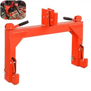 MOTOOS 3 Point Quick Hitch Receiver 3000 lbs 3-Pt Attachments Adaptation to Category 1 & 2 Tractor with 5 Level Adjustable Bolt (Orange)