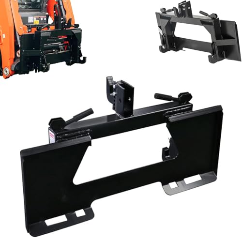 Skid Steer Quick Hitch Front Loader as 3 Point Hitch, Adapter to Convert Skid Steer Attachment Plate to 3 Point Quick Hitch for Category 1