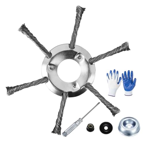 6 Inch Steel Wire Trimmer Head – Unbreakable Weed Eater Blade for Lawn Mower & String Trimmer, Universal Rotary Brush Cutter Head for Grass, Moss, Rust & Edging, Heavy Duty Weed Whacker Tool (F 8In)