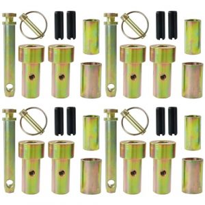 Lawneagle 4 Pack TK95029 Cat 1 Quick Hitch Adapter Bushings with S07070200 Top Link Pin Heavy Duty Lynch Pin with Ring Replaces S14114400, Quick Hitch Bushings for Category 1 3-Point Tractors