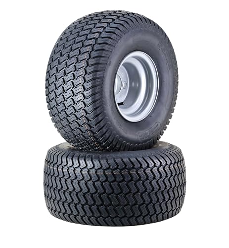 WANDA Lawn Mower Tractor Tire Wheel Assembly 20X10-8 4-Ply with 4 Lugs on 4" PCD Silver Wheel-13040,SET 2