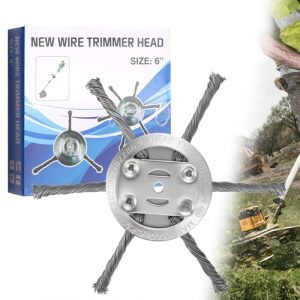 gavosy Steel Wire Grass Trimmer Head, 2025 Universal Steel Wire Grass Trimmer Head, 6 Inch Wire Blade for Lawn Mower, Rust & Moss Removal Tool, Weed Eater, Metal Weed Eater Blade(6 Blades)