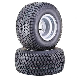WANDA Lawn Mower Tractor Tire Wheel Assembly 18X8.5-8 4-Ply with 4 Lugs on 4" PCD Silver Wheel-13028,SET 2