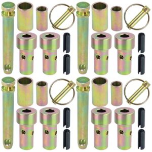NICHEFLAG 4 Pack TK950291 Quick Hitch Adapter Bushings Kit with S07070200 Cat 1 Top Link Pin Hitch Accessories Heavy Duty Lynch Pin with Ring for 3 Point Quick Hitch Category 1 Tractors