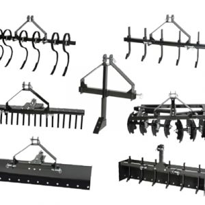 IMPACT IMPLEMENTS® 7 Piece Cat-0 Implement Package for Lawn/Garden Tractors. Includes Box Scraper, Rake, Plow, Blade, Cultivator, Scarifer, and Middle Buster for Garden, Farm and Landscape Needs.