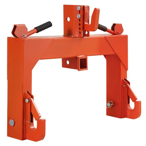 Heavy Duty 3 Point Quick Hitch for Tractors, Category 1 & 2, 3000LB Capacity, 2 Receivers, 5-Level Adjustable Hook, Fits 3 Point Hitch Attachments, Fits Implements, Heavy Duty Hitch System,Orange