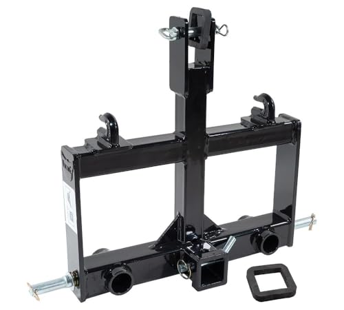 Mytee Products 3 Point Trailer Hitch Attachments for Tractor w/ 2" Receiver Tractor Bucket G70 3/8" Grab Hooks, and 2 Hay Spear Holes for Category 0 Tractors
