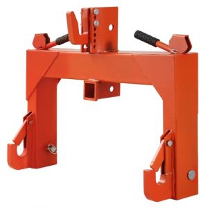 3 Point Quick Hitch for Category 1 & 2 Tractors, with 2-Inch Receiver Hitch, 3000 Lbs Capacity, 5 Adjustable Top Link Bolts for Perfect Attachment Fit(Orange)