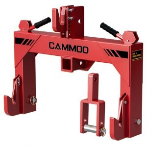 CAMMOO 3-Point Quick Hitch with 2" Receiver&Extra Versatile Adapter, Adaptation to Category 1, No Bushing Required, 3000LBS Lift Capacity, 5 Level Adjustable Bolt &Reinforcing Rib Design (Red)
