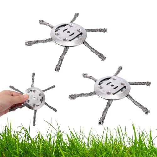 2pcs Universal Steel Wire Grass Trimmer Head, 6in/15cm String Trimming Head for Wacker Eater Replacement with 6 Sizes Wire Grass Brush Cutter Lawn Mower Part Tool-Free Installation (6 Blades)