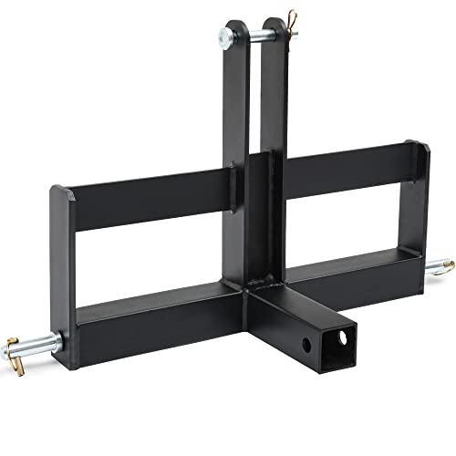 YITAMOTOR 3 Point Trailer Hitch with 2" Receiver for Category 1, 3 Pt Tractor Quick Hitch Drawbar Adapter Attachments with Suitcase Weight Brackets