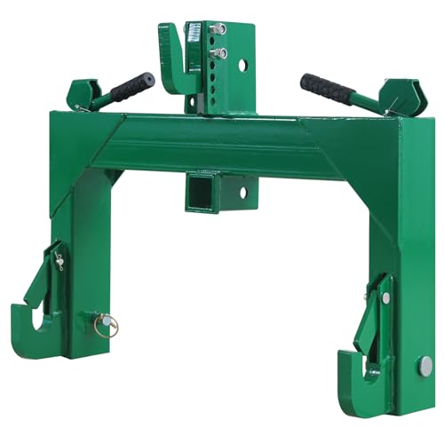 3-Point Quick Hitch Category 1 & 2 Tractor Implement Adaption,No Bushing Required, 3000LBS Lift Capacity,Green Powder Coat, 3000 Lb Lift Capacity,5 Level Adjustable Bolt