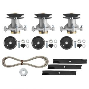 Leyuncot 604214 Deck Rebuild Kit for Hustler Raptor 52" Ultimate Include Spindles Pulleys Blades Idlers Lawn Mower Deck Parts Rebuild Kit Assembly 603995 783753 795526 603988 791988