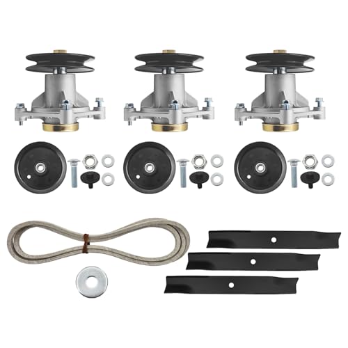 Leyuncot 604214 Deck Rebuild Kit for Hustler Raptor 52" Ultimate Include Spindles Pulleys Blades Idlers Lawn Mower Deck Parts Rebuild Kit Assembly 603995 783753 795526 603988 791988