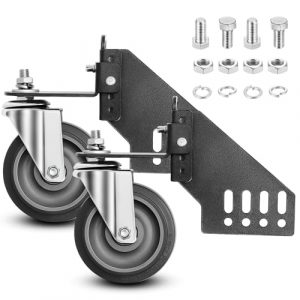 Threlaco Universal Lawn Mower Swivel Wheel Kit 1 Pair TPR Tires with Steel Brackets, Dual Bearings Bolts & Lock Nuts, Compatible with Most Lawn Mower Brands and Models