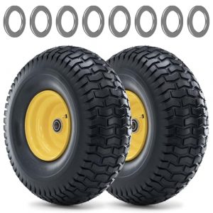15x6.00-6nhs Lawn Mower Tires, Riding Lawn Mower Tires with 3” Offset Hub, 3/4” Bearing, Lawn Tractor Tires Compatible with John Deere Riding Mowers, 570LBS (2 Pack)
