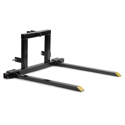 Garvee 3 Point Hitch Pallet Fork 1500 LBS Capacity Adjustable Pallet Fork Attachments for Category 1 Tractor