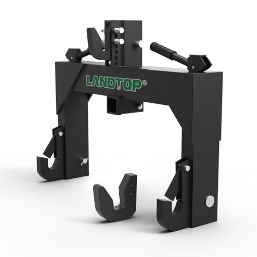 LANDTOP 3 Point Quick Hitch with 2" Receiver Hitch, Adaption to Category 1 Tractors, 3000 LBS Lifting Capacity, 26.2" Between Lower Arms, 16.1" Top Link to Lower Link,5 Level Adjustable Bolt,Black