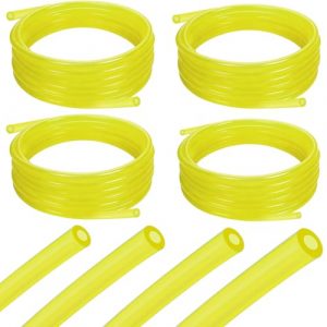 4 Sizes Premium Petrol Fuel Line Hose Tubing,4 Feet Long Each for Small Engine Chainsaw String Trimmer Blower Lawn Mower and Other Power Tools,Fit Most 2 Cycle Small Engines(Yellow 4-Piece)