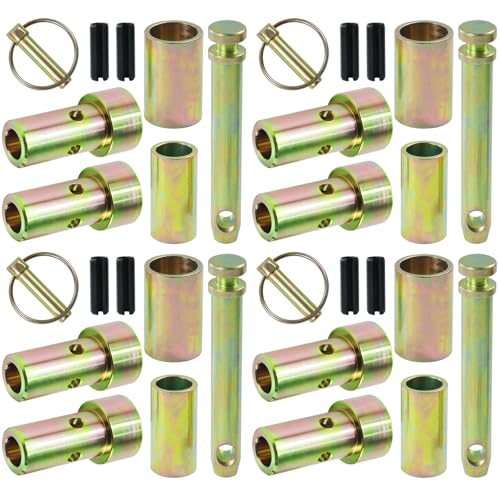 POSEAGLE 4 Pack TK95029 Cat 1 Quick Hitch Adapter Bushing Kit with S07070200 Top Link Pin and Heavy Duty Lynch Pin with Ring Replaces S14114400 for Category I 3-Point Hitch Tractors